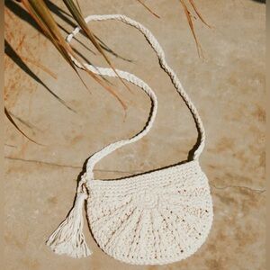 Lulus Boho Bliss Cream Woven Macrame Crossbody Bag